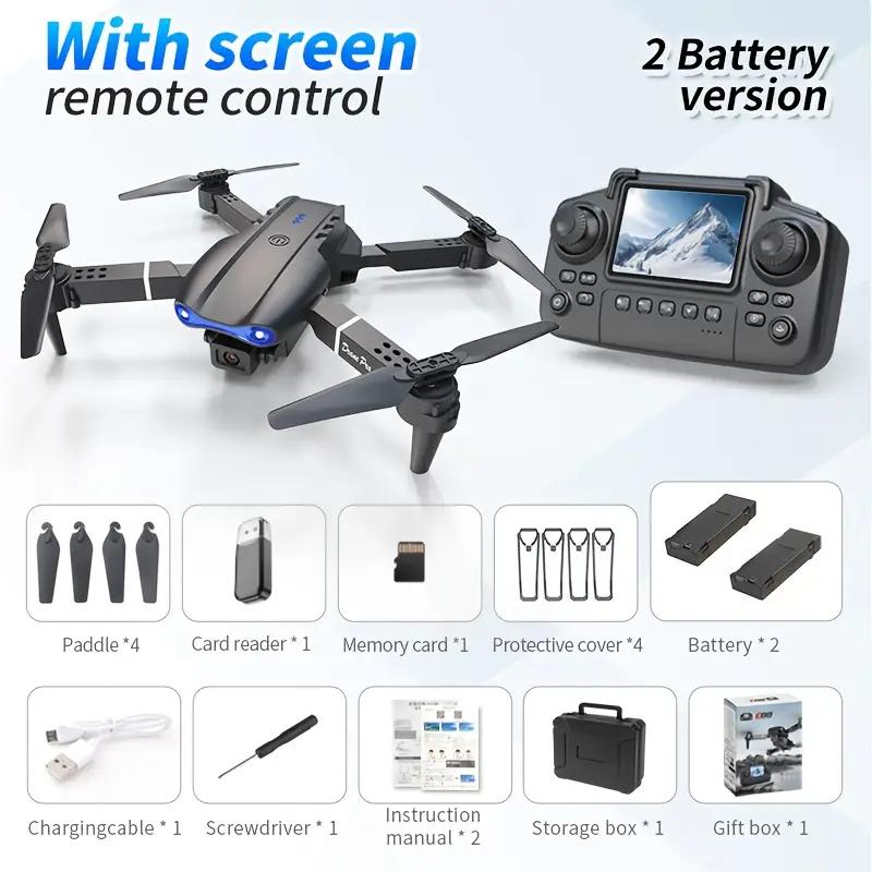 E99 Pro Dual Camera Drone with HD Front & Bottom Lens, 1800mAh Battery, Air Pressure Altitude Hold, Sensor Control, 360° Rollover, Trajectory Flight, Black Foldable Quadcopter