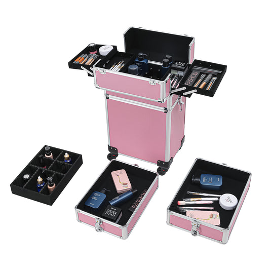 4-in-1 Aluminum Alloy, Trolley, Vanity Case, Embroidery Box