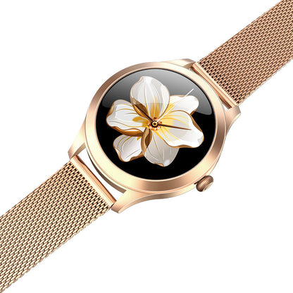 Luxury Fashion Smart Watch for Women with Mesh Band, Rose Gold and Silver, Digital Display, Interchangeable Faces, Stainless Steel Strap
