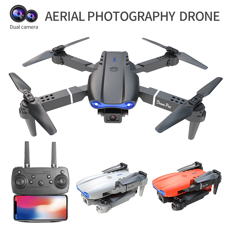 E99 Pro Dual Camera Drone with HD Front & Bottom Lens, 1800mAh Battery, Air Pressure Altitude Hold, Sensor Control, 360° Rollover, Trajectory Flight, Black Foldable Quadcopter