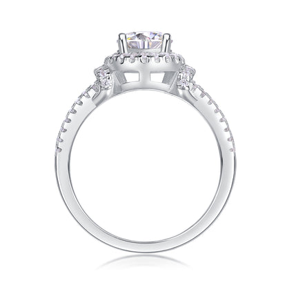 Luxury Fashion Large Diamond Wedding Ring With Moissanite Silver Ring