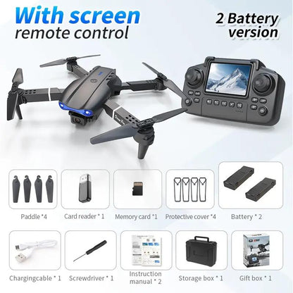 E99 Pro Dual Camera Drone with HD Front & Bottom Lens, 1800mAh Battery, Air Pressure Altitude Hold, Sensor Control, 360° Rollover, Trajectory Flight, Black Foldable Quadcopter