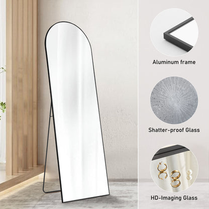 Floor Standing Mirror, Wall Mirror With Stand Aluminum Alloy Thin Frame