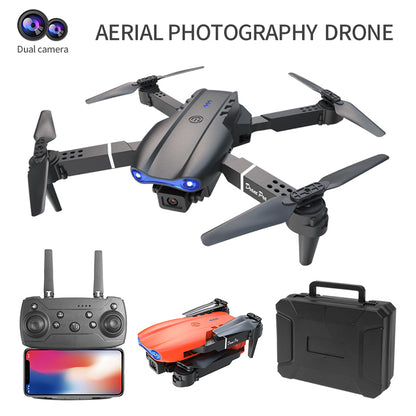 E99 Pro Dual Camera Drone with HD Front & Bottom Lens, 1800mAh Battery, Air Pressure Altitude Hold, Sensor Control, 360° Rollover, Trajectory Flight, Black Foldable Quadcopter