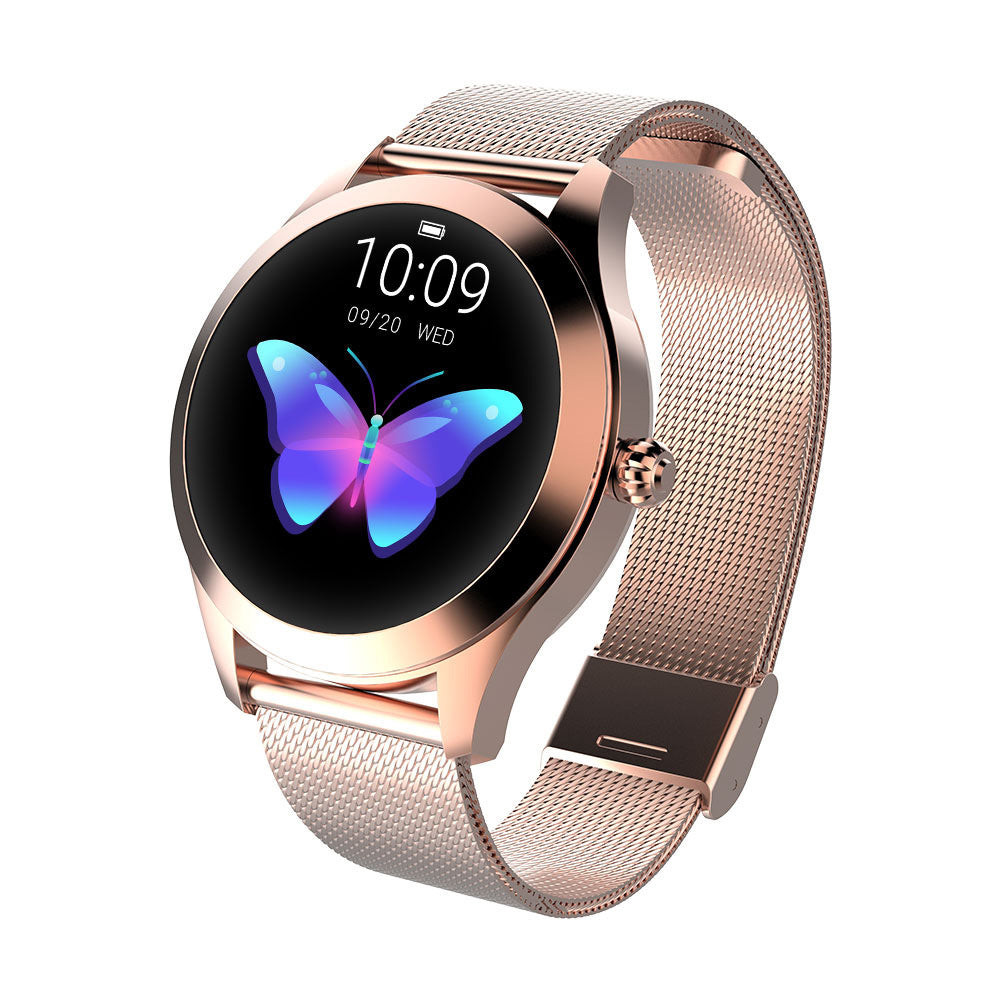 Luxury Fashion Smart Watch for Women with Mesh Band, Rose Gold and Silver, Digital Display, Interchangeable Faces, Stainless Steel Strap