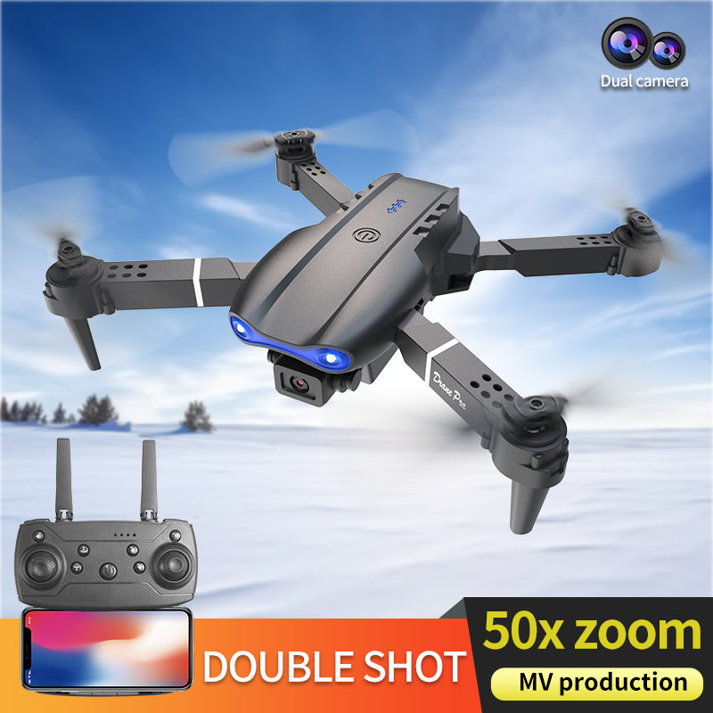 E99 Pro Dual Camera Drone with HD Front & Bottom Lens, 1800mAh Battery, Air Pressure Altitude Hold, Sensor Control, 360° Rollover, Trajectory Flight, Black Foldable Quadcopter
