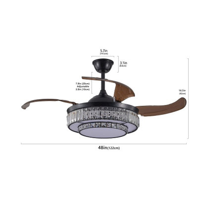 Modern LED Retractable Ceiling Fan With Light And Remote Control Unavailable Platform- Temu