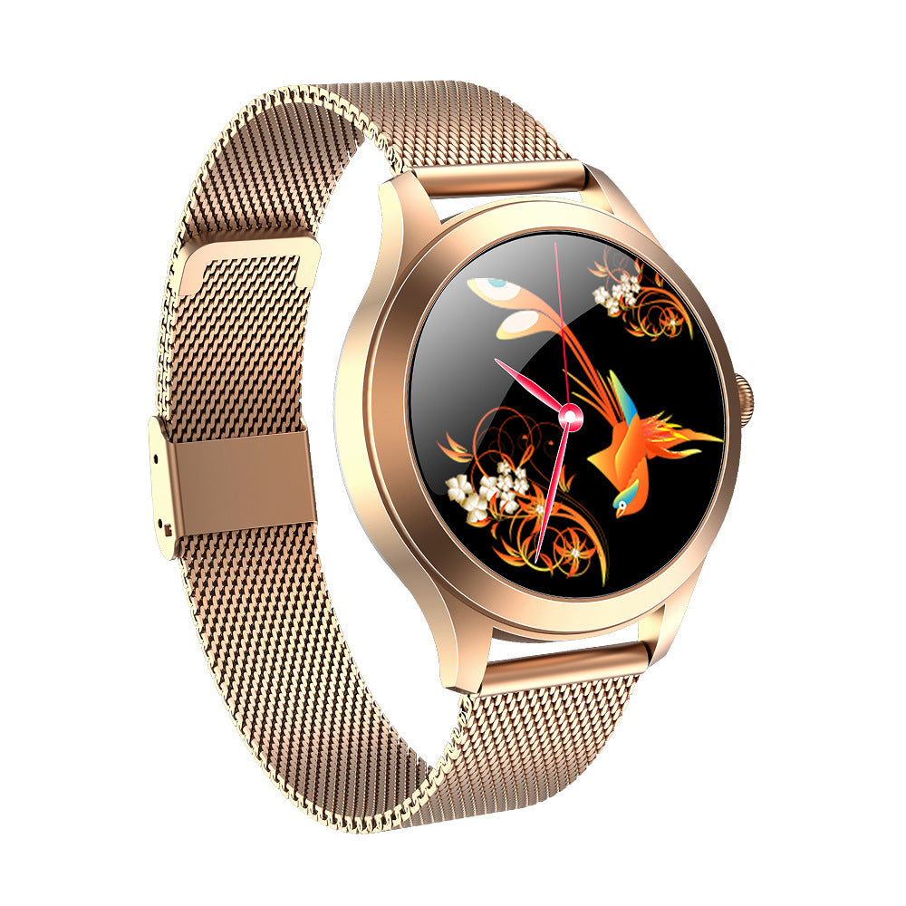 Luxury Fashion Smart Watch for Women with Mesh Band, Rose Gold and Silver, Digital Display, Interchangeable Faces, Stainless Steel Strap
