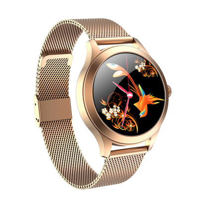 Luxury Fashion Smart Watch for Women with Mesh Band, Rose Gold and Silver, Digital Display, Interchangeable Faces, Stainless Steel Strap