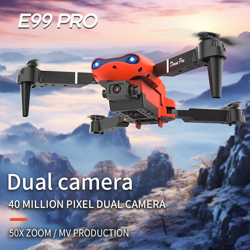 E99 Pro Dual Camera Drone with HD Front & Bottom Lens, 1800mAh Battery, Air Pressure Altitude Hold, Sensor Control, 360° Rollover, Trajectory Flight, Black Foldable Quadcopter