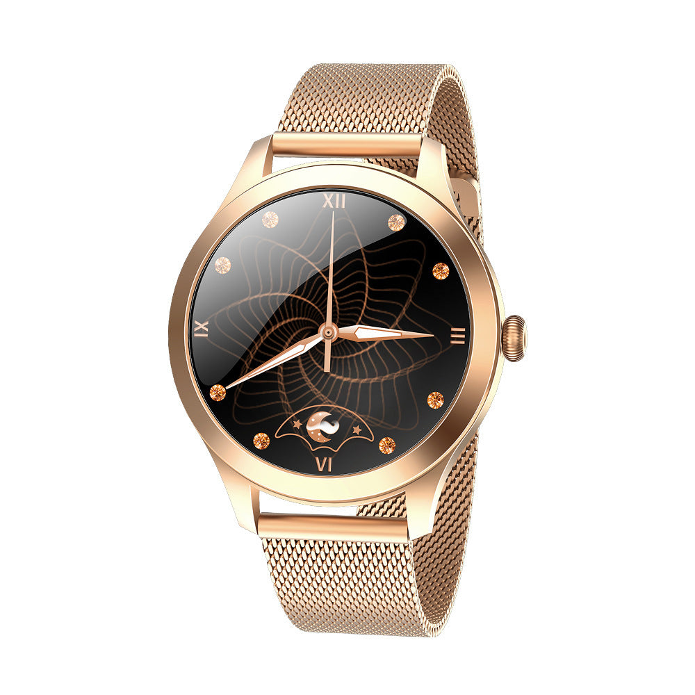 Luxury Fashion Smart Watch for Women with Mesh Band, Rose Gold and Silver, Digital Display, Interchangeable Faces, Stainless Steel Strap