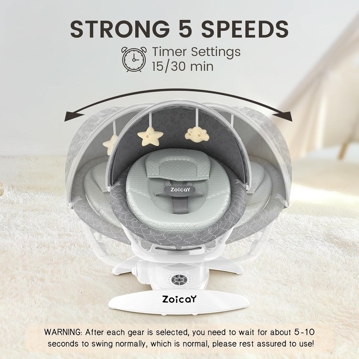 Baby Swing For Infants With Motion Detection, Electric Baby Swing With 3 Swing Modes, 12 Lullabies  5-Speeds