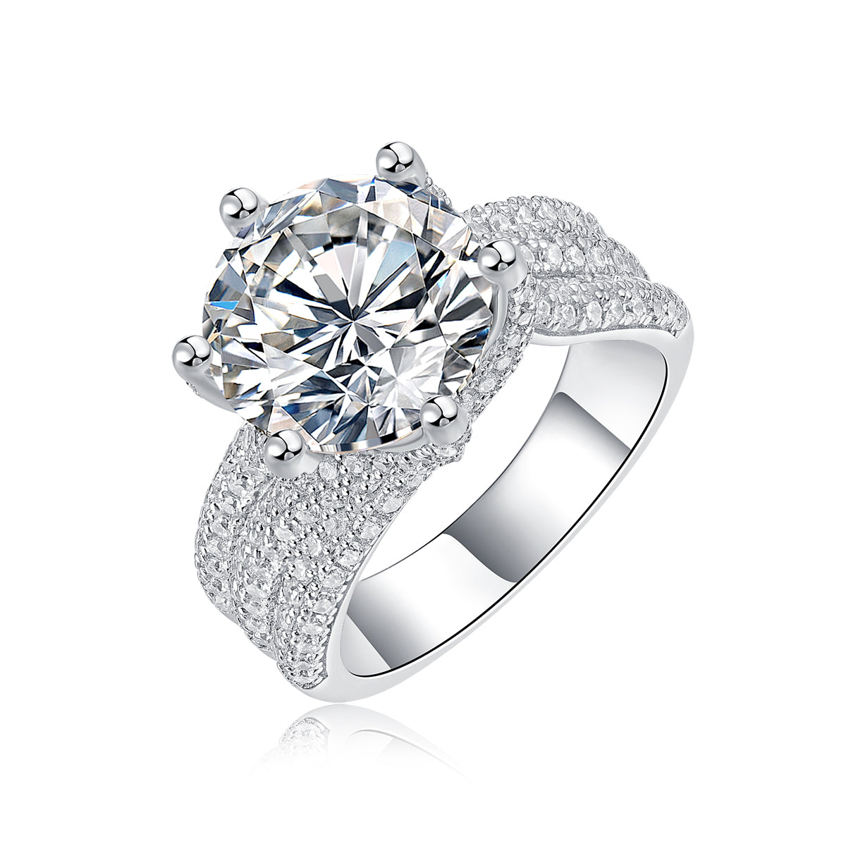 Luxury Fashion Large Diamond Ring Moissanite Silver Ring