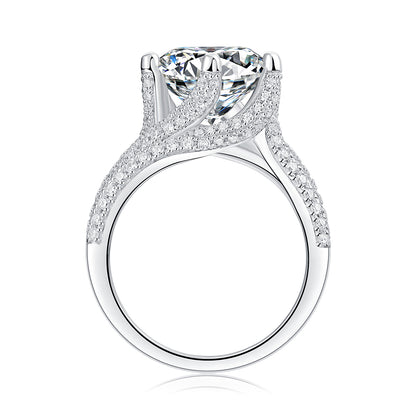 Luxury Fashion Large Diamond Ring Moissanite Silver Ring