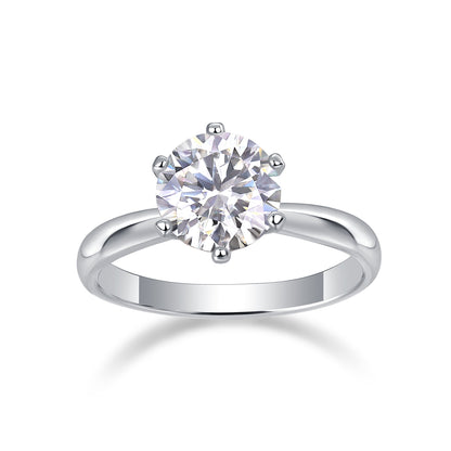 Classic Six-prong Mossan Diamond Silver Open Ring And Fixed Ring