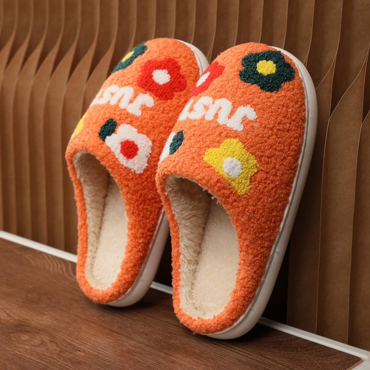 Lady's Flower Slippers Indoor Soft Bottom Cotton Slippers