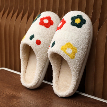 Lady's Flower Slippers Indoor Soft Bottom Cotton Slippers