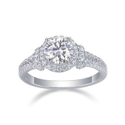 Luxury Fashion Large Diamond Wedding Ring With Moissanite Silver Ring