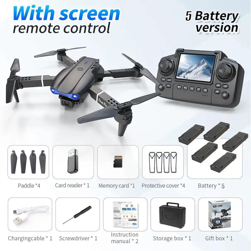 E99 Pro Dual Camera Drone with HD Front & Bottom Lens, 1800mAh Battery, Air Pressure Altitude Hold, Sensor Control, 360° Rollover, Trajectory Flight, Black Foldable Quadcopter