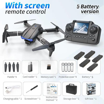 E99 Pro Dual Camera Drone with HD Front & Bottom Lens, 1800mAh Battery, Air Pressure Altitude Hold, Sensor Control, 360° Rollover, Trajectory Flight, Black Foldable Quadcopter