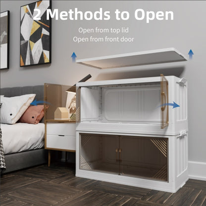 35.4 Inch Wide Clear Plastic Locker For Closet Organizer Storage, Folding Storage Box