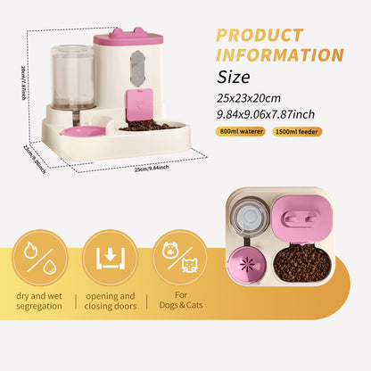 Fully Automatic 2in1 Cat Food Dispenser - Integrated Water And Food Feeding System - Cute Water Dispenser