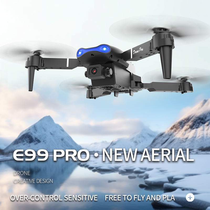 E99 Pro Dual Camera Drone with HD Front & Bottom Lens, 1800mAh Battery, Air Pressure Altitude Hold, Sensor Control, 360° Rollover, Trajectory Flight, Black Foldable Quadcopter