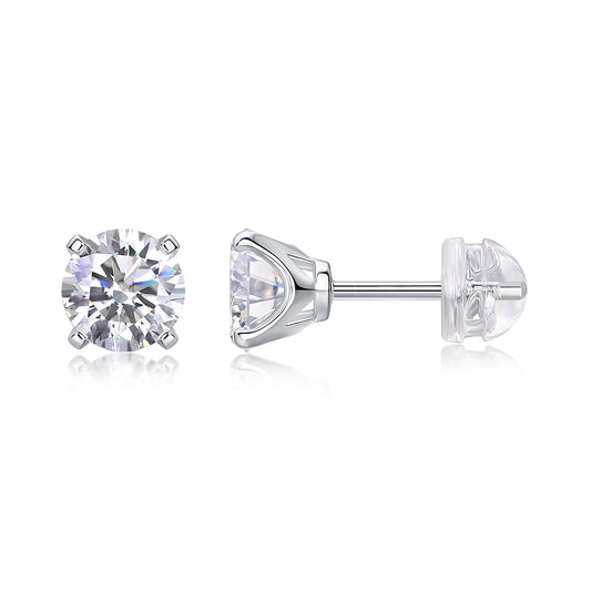 Rhymes Luxury Fashion Diamond Earrings Stud Inlaid With Mosan Diamond Silver Ornaments