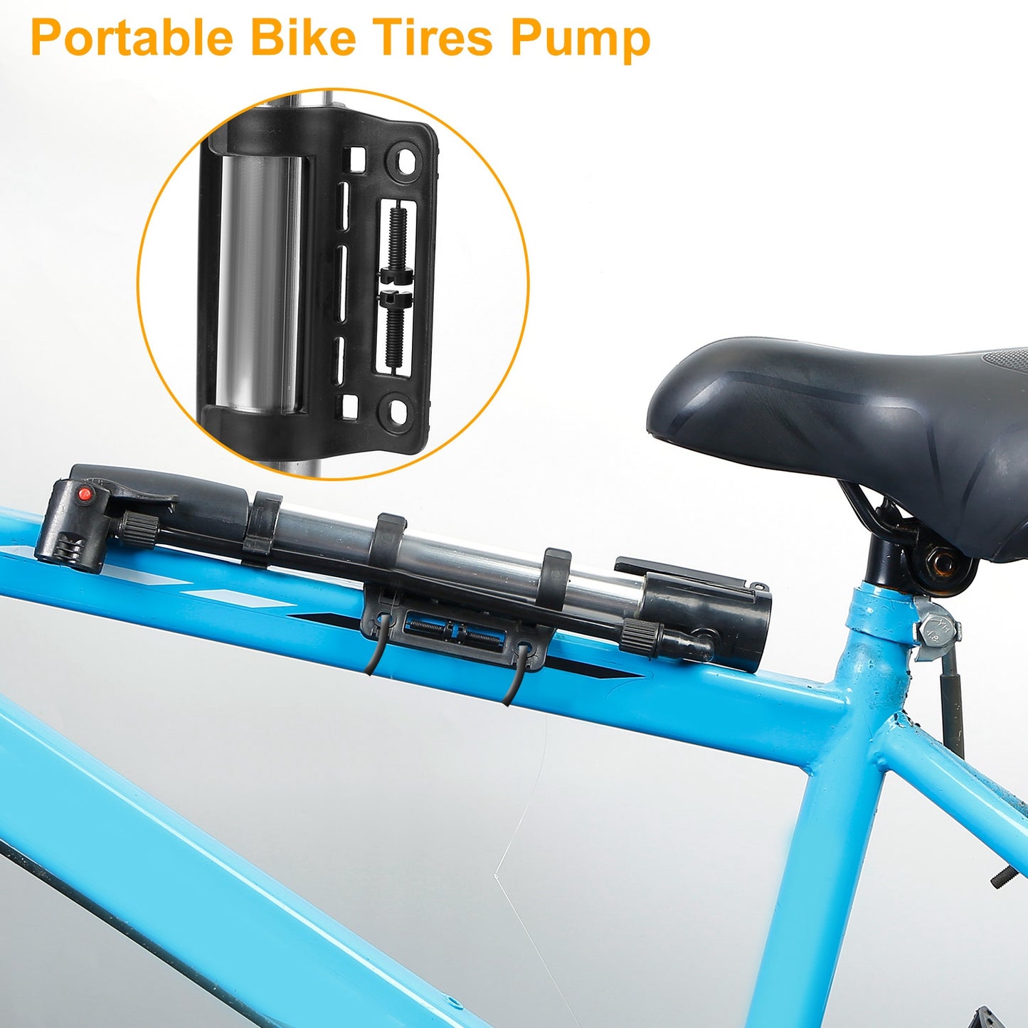 1Pc Mini Bike Inflator Portable Bicycle Tire Inflator Ball Air Inflating With Mount Frame For Mountain Road Bike